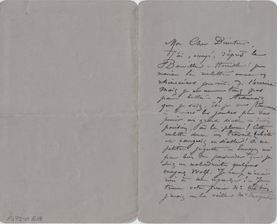 Lettre de Félicien Rops à Inconnu. s.l., 0000/00/00. Paris, Fondation Custodia, 1972/A/818