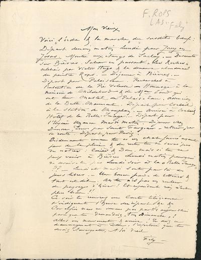 Lettre de Félicien Rops à Inconnu. s.l., 1884/00/00. Paris, Ancienne collection du Musée des lettres et manuscrits, 34117