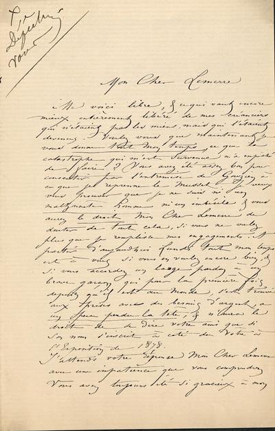 Lettre de Félicien Rops à [Alphonse] Lemerre. Paris, 1877/05/00. Paris, Ancienne collection du Musée des lettres et manuscrits, 35120/2