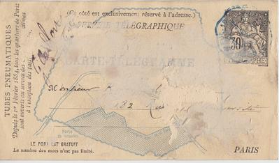 Carte-Télégramme de Félicien Rops à [Auguste] Rodin. [Paris], 1885/01/12. Paris, Musée Rodin, 5386/6