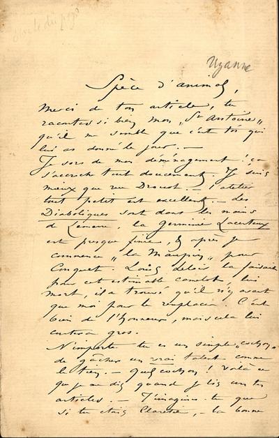 Lettre de Félicien Rops à [Léon] [Dommartin]. s.l., 1884/02/00. Paris, Ancienne collection du Musée des lettres et manuscrits, 68663/4