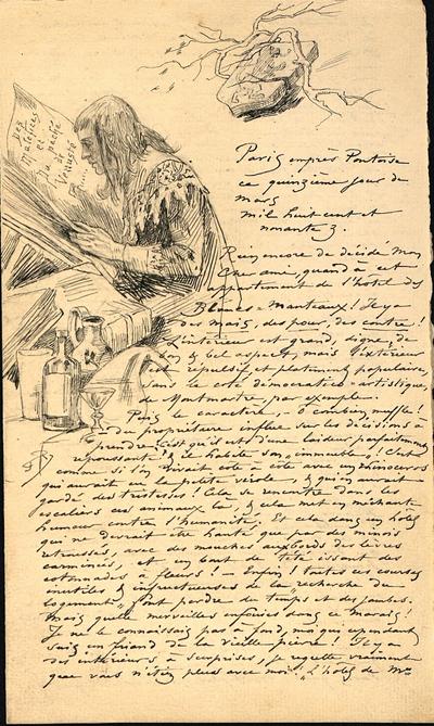 Lettre de Félicien Rops à Inconnu. Paris, 1893/03/15. Paris, Ancienne collection du Musée des lettres et manuscrits, 69430