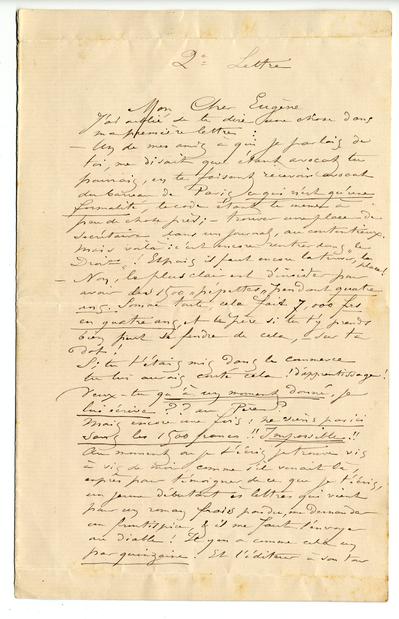 Lettre de Félicien Rops à Eugène [Demolder]. [Paris], 1890/03/07. Paris, Ancienne collection du Musée des lettres et manuscrits, 72039/14