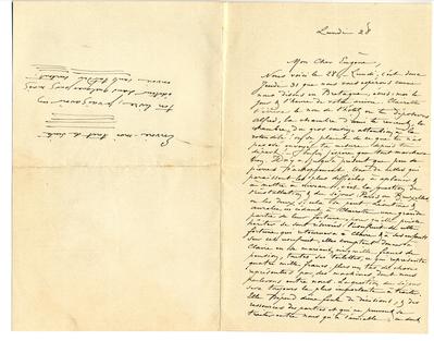 Lettre de Félicien Rops à Eugène [Demolder]. s.l., 1895/10/28. Paris, Ancienne collection du Musée des lettres et manuscrits, 72039/42