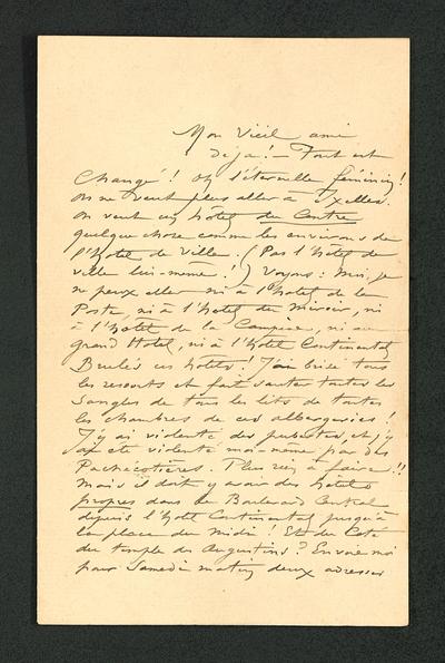 Lettre de Félicien Rops à [Eugène] [Demolder]. [Paris], 1889/10/23. Paris, Ancienne collection du Musée des lettres et manuscrits, 72039/5