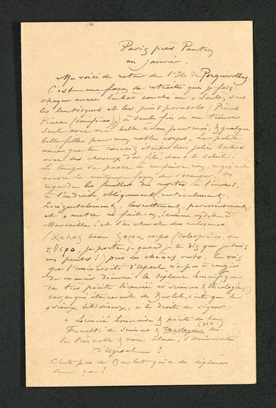 Lettre de Félicien Rops à [Eugène] Demolder. Paris, 1890/01/06. Paris, Ancienne collection du Musée des lettres et manuscrits, 72039/8