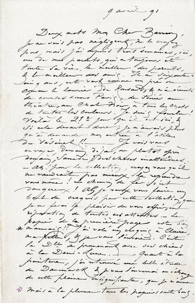 Lettre de Félicien Rops à [Alfred] Barrion. s.l., 1891/04/09. Bruxelles, musée Félicien Rops, Amis/LE/024