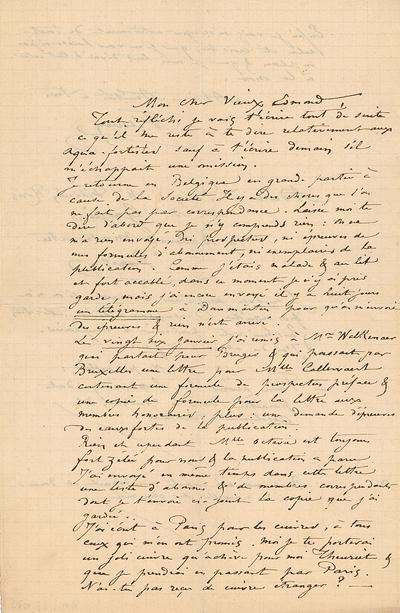 Lettre de Félicien Rops à Edmond [Lambrichs]. s.l., 0000/00/00. Collection privée, CPW/8