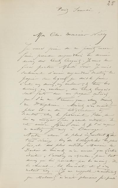 Lettre de Félicien Rops à [Jules] Noilly. Paris, 0000/00/00. Province de Namur, musée Félicien Rops, Amis/LI/006/LE/018