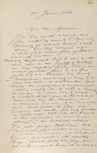 Lettre de Félicien Rops à [Jules] Noilly. Paris, 1881/01/01. Province de Namur, musée Félicien Rops, Amis/LI/006/LE/019