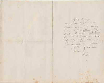 Lettre de Félicien Rops à [Eugène] [Rodrigues]. s.l., 0000/00/00. Province de Namur, musée Félicien Rops, Amis/RAM/12