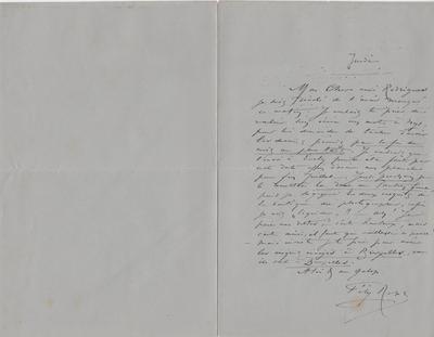 Lettre de Félicien Rops à [Eugène] Rodrigues. s.l., 1885/06/18. Province de Namur, musée Félicien Rops, Amis/RAM/58