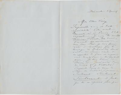 Lettre de Félicien Rops à [Eugène] Rodrigues. s.l., 1885/04/22. Province de Namur, musée Félicien Rops, Amis/RAM/59