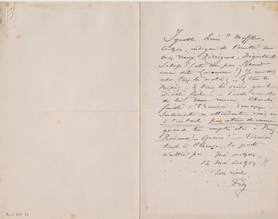 Lettre de Félicien Rops à [Eugène] Rodrigues. s.l., 0000/00/00. Province de Namur, musée Félicien Rops, Amis/RAM/63