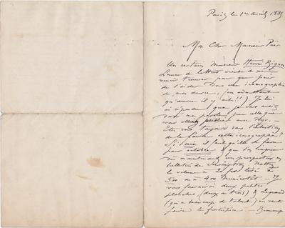 Lettre de Félicien Rops à Paër. Paris, 1885/04/01. Province de Namur, musée Félicien Rops, Amis/RAM/72