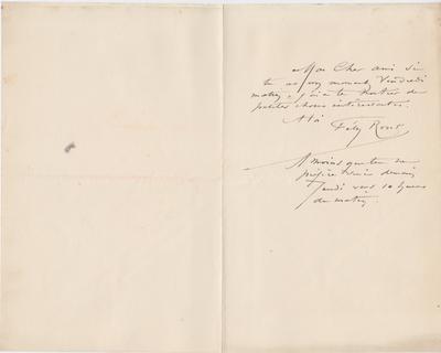 Lettre de Félicien Rops à [Eugène] [Rodrigues]. s.l., 0000/00/00. Province de Namur, musée Félicien Rops, Amis/RAM/78