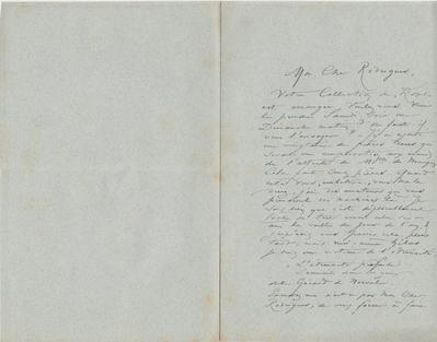 Lettre de Félicien Rops à [Eugène] Rodrigues. s.l., 1882/12/28. Province de Namur, musée Félicien Rops, Amis/RAM/8