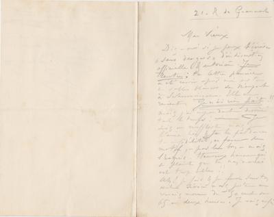 Lettre de Félicien Rops à [Eugène] [Rodrigues]. Paris, 0000/00/00. Province de Namur, musée Félicien Rops, Amis/RAM/99