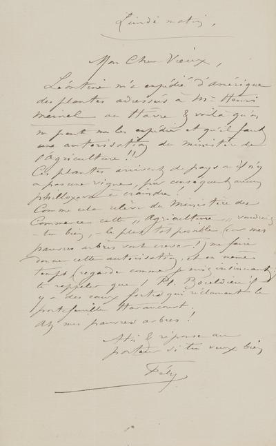 Lettre de Félicien Rops à [Edmond] Haraucourt. s.l., 0000/00/00. Province de Namur, musée Félicien Rops, APC/27193/26