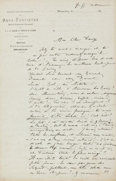 Lettre de Félicien Rops à Inconnu. [Anseremme], 1875/09/00. Province de Namur, musée Félicien Rops, APC/27194/17