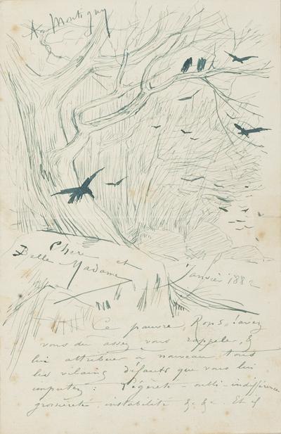 Lettre de Félicien Rops à Inconnue. Montigny-sur-Loing, 1882/01/00. Province de Namur, musée Félicien Rops, APC/27194/29