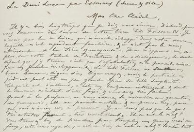 Lettre de Félicien Rops à [Léon] Cladel. Corbeil-Essonnes, 1886/08/25. Province de Namur, musée Félicien Rops, APC/27194/78a et APC/27194/78b