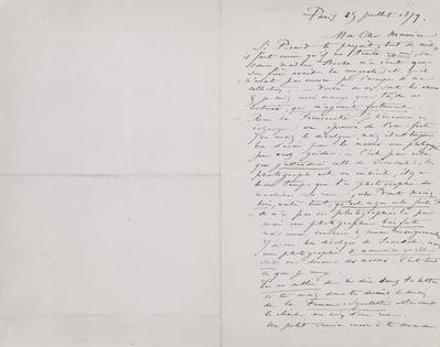 Lettre de Félicien Rops à Maurice [Bonvoisin]. Paris, 1879/07/25. Province de Namur, musée Félicien Rops, Bon/LE/109