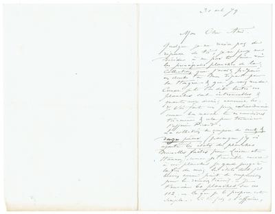 Lettre de Félicien Rops à [Maurice] [Bonvoisin]. s.l., 1879/10/31. Collection privée, Bon/LE/128