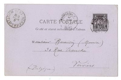 Carte postale de Félicien Rops à Maurice Bonvoisin. [Paris], 1879/11/05. Collection privée, Bon/LE/131