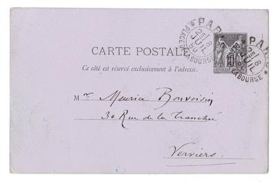 Carte postale de Félicien Rops à Maurice Bonvoisin. [Verviers], 1880/07/08. Collection privée, Bon/LE/140