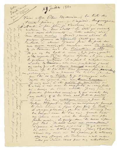 Lettre de Félicien Rops à Maurice [Bonvoisin]. s.l., 1880/07/29. Collection privée, Bon/LE/142