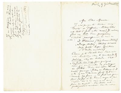 Lettre de Félicien Rops à Maurice [Bonvoisin]. [Paris], 1881/07/09. Collection privée, Bon/LE/146