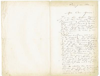 Lettre de Félicien Rops à Maurice [Bonvoisin]. Paris, 1882/11/07. Collection privée, Bon/LE/152