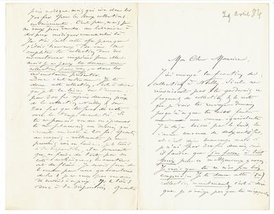 Lettre de Félicien Rops à Maurice [Bonvoisin]. s.l., 1884/04/29. Collection privée, Bon/LE/158