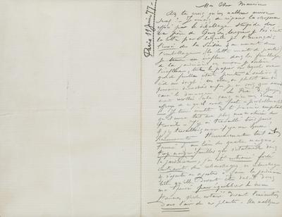 Lettre de Félicien Rops à Maurice [Bonvoisin]. [Paris], 1877/06/11. Province de Namur, musée Félicien Rops, Bon/LE/25