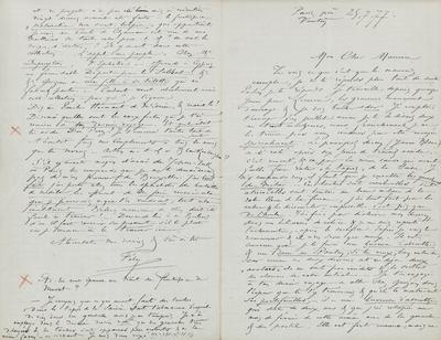 Lettre de Félicien Rops à Maurice [Bonvoisin]. Paris, 1877/07/25. Province de Namur, musée Félicien Rops, Bon/LE/31