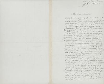 Lettre de Félicien Rops à Maurice [Bonvoisin]. Paris, 1877/09/23. Province de Namur, musée Félicien Rops, Bon/LE/34