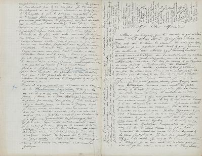 Lettre de Félicien Rops à Maurice [Bonvoisin]. Paris, 1877/11/29. Province de Namur, musée Félicien Rops, Bon/LE/38