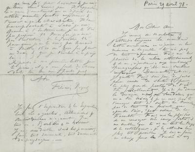 Lettre de Félicien Rops à [Maurice] [Bonvoisin]. [Paris], 1878/04/29. Province de Namur, musée Félicien Rops, Bon/LE/54