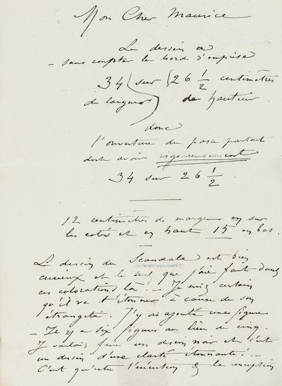 Lettre de Félicien Rops à Maurice [Bonvoisin]. Paris, 1879/04/23. Province de Namur, musée Félicien Rops, Bon/LE/88