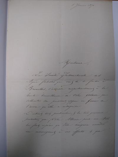 Fragment de Félicien Rops à [Marie] [Hohenzollern-Sigmaringen] [comtesse de Flandre], s.l., 1870/01/05. Bruxelles, Archives du Palais royal, C/114