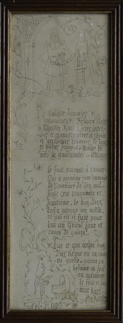 Lettre de Félicien Rops à [Charles] Karl de Coster, s.l., 1858/11/07, Collection privée
