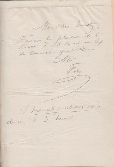 Lettre de Félicien Rops à Ernest. s.l., 0000/00/00. Collection privée, CPEA/1