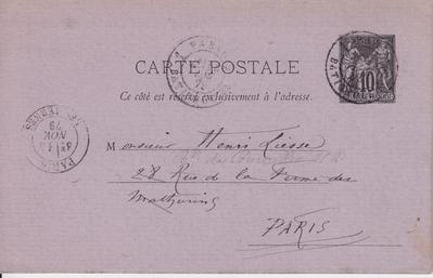 Carte postale de Félicien Rops à Henri Liesse. [Paris], 1879/11/14. Collection privée, CPEA/3