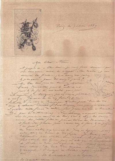 Lettre avec épreuve de Félicien Rops à Inconnu. Paris, 1883/10/05. Collection privée, CPEA/5