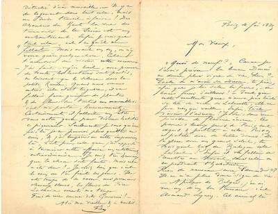 Lettre de Félicien Rops à Homme inconnu. Paris, 1885/02/04. Collection privée, CPEL/12