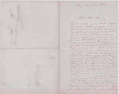 Lettre de Félicien Rops à Inconnu. Paris, 1882/04/12. Collection privée, CPEL/14