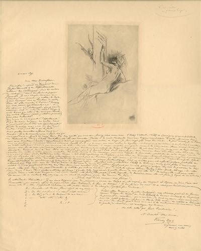 Lettre avec épreuve de Félicien Rops à Armand Rassenfosse. s.l., 1893/03/04. Collection privée, CPI/2