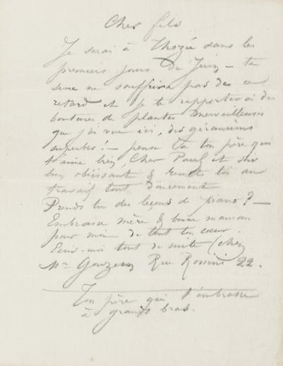 Lettre de Félicien Rops à [Paul] [Rops]. s.l., 0000/00/00. Province de Namur, musée Félicien Rops, FFR/LE/14