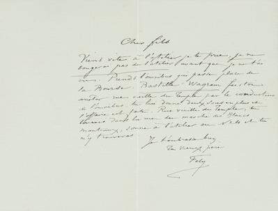 Lettre de Félicien Rops à Paul Rops. [Paris], 0000/00/00. Province de Namur, musée Félicien Rops, FFR/LE/21